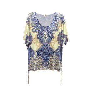 Reba Sequin Studded Top with Flowy Flattering Drawstring Sides